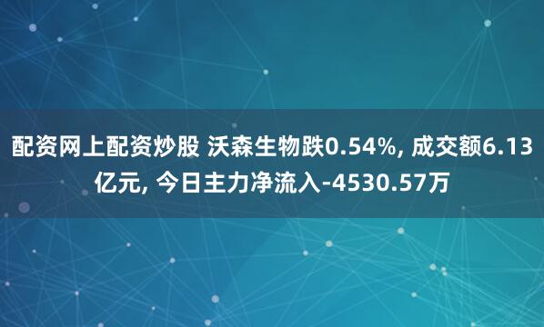 配资网上配资炒股 沃森生物跌0.54%, 成交额6.13亿元, 今日主力净流入-4530.57万