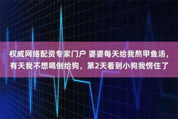 权威网络配资专家门户 婆婆每天给我熬甲鱼汤，有天我不想喝倒给狗，第2天看到小狗我愣住了